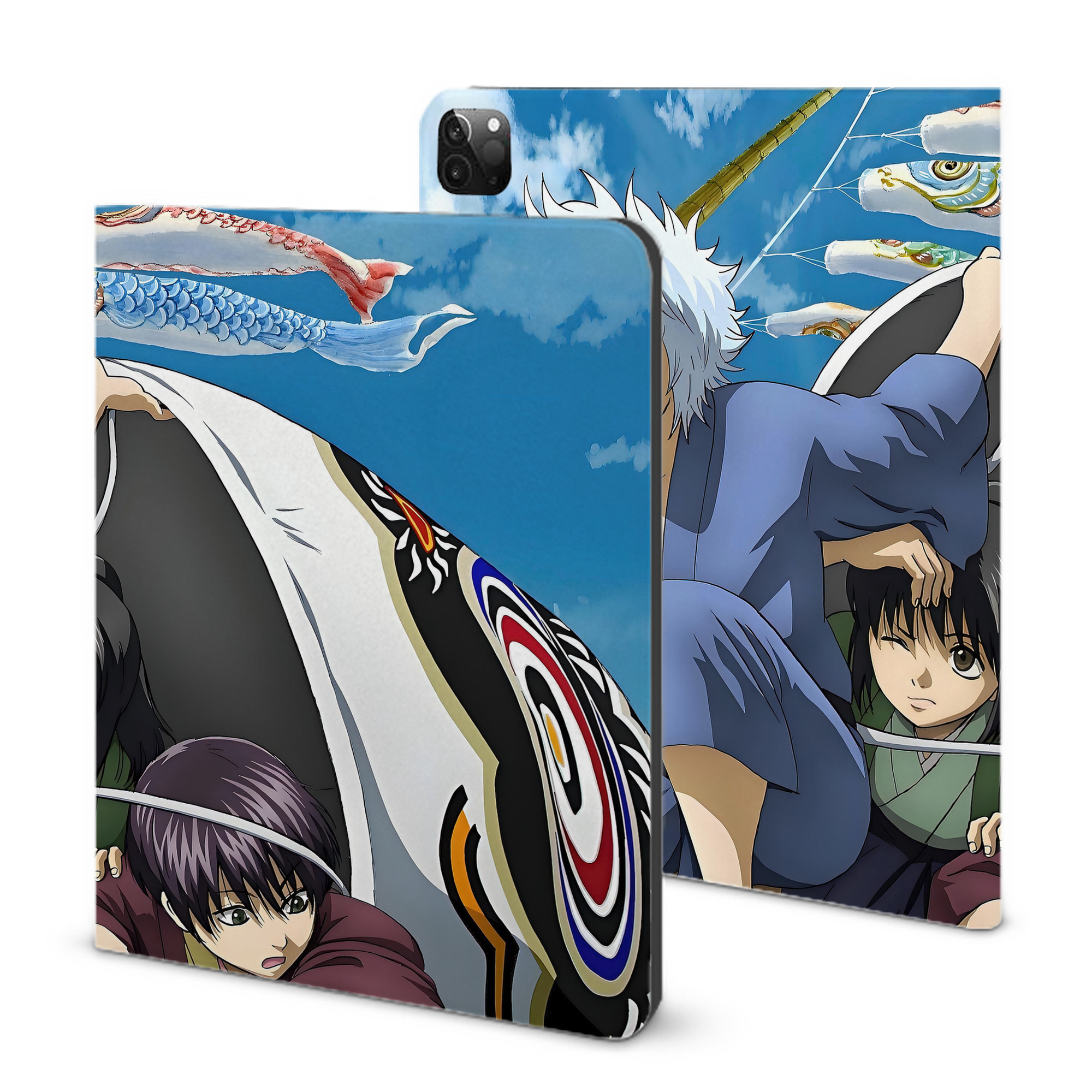 （画像用） ぎんたま 坂田銀時（さかたぎんとき） 神楽 志村新八（しむら しんぱち） GINTAMA Sakata Gintoki Kagura Shimura Shinpachi IPadケース ペンホルダー付き ブックスタイルデザイン